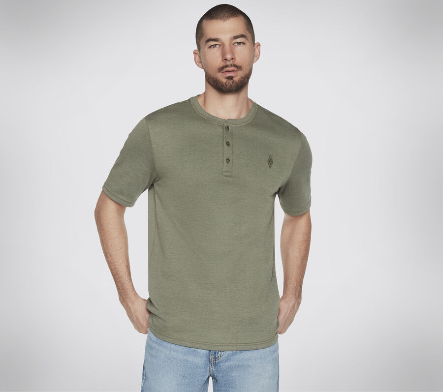 GOKNIT Pique Short Sleeve Henley, LIGHT GRAY / GREEN, largeimage number 0